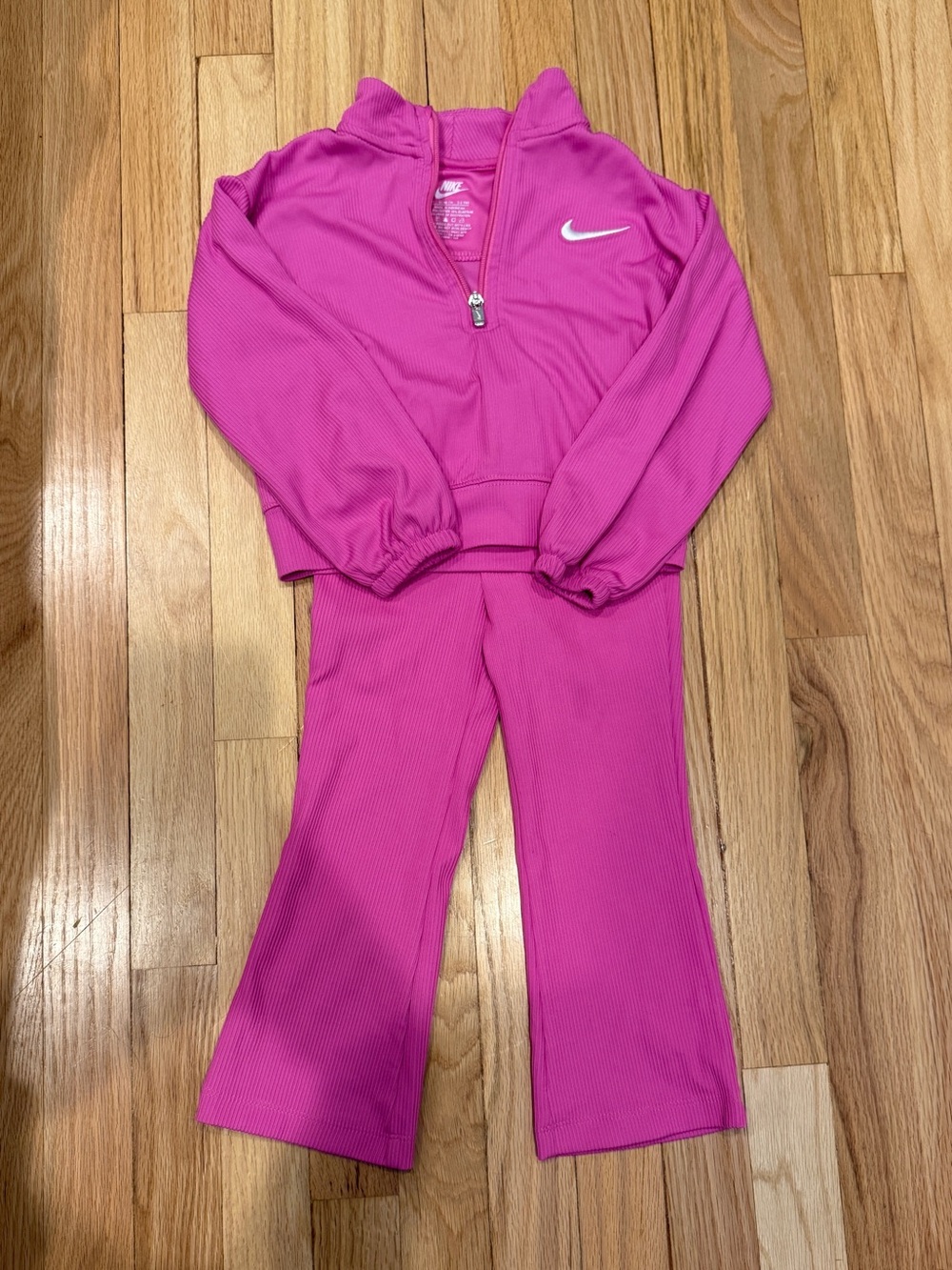 Nike Kids Pink Ribbed 2-Piece Hoodie & Pants Set